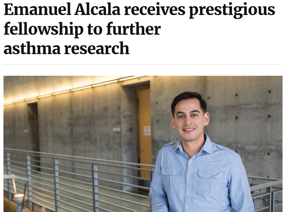 Emanuel Alcala receives prestigious fellowship to further asthma research