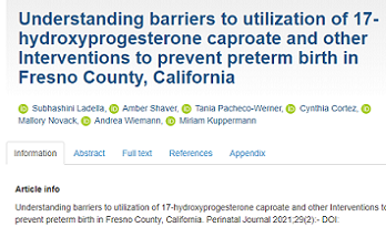 Understanding barriers to utilization of 17-hydroxyprogesterone caproate