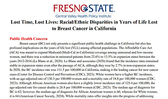Lost Time, Lost Lives: Racial/Ethnic Disparities in Years of Life Lost to Breast Cancer in California