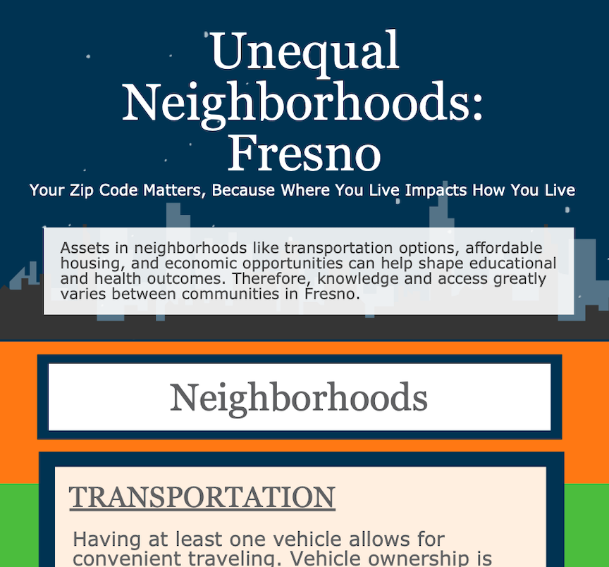 Screenshot of "Neighborhoods" infographic