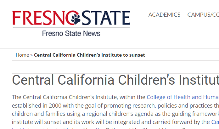 News for Central California Children's Institute Sunset thumbnail.