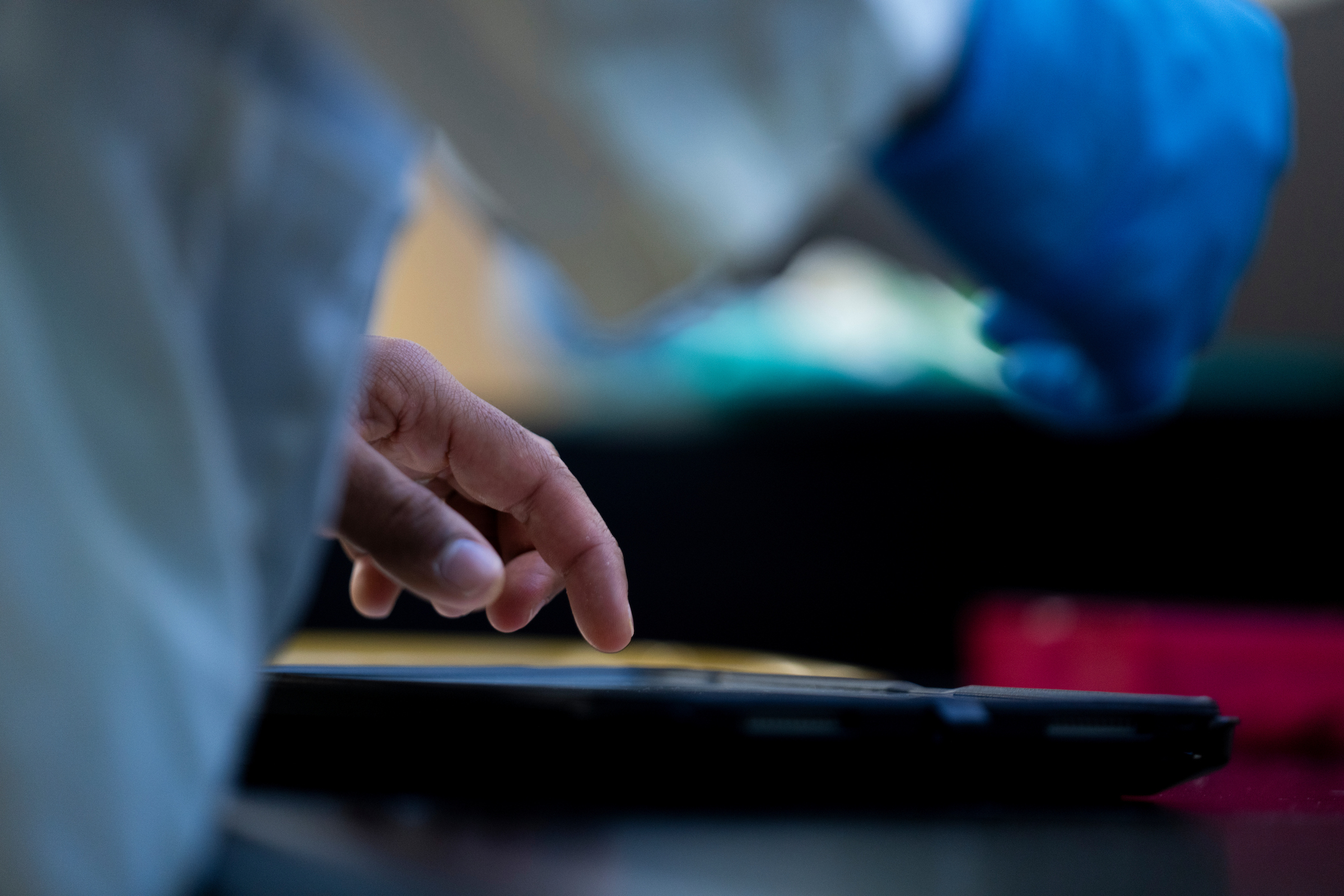 Close up shot of a person wearing gloves