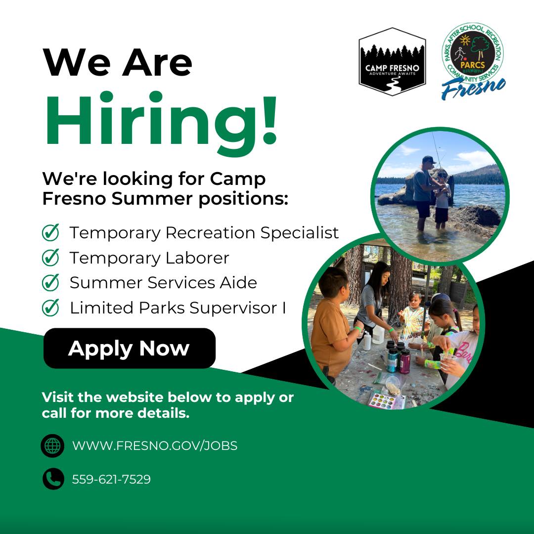 Fresno PARCS summer jobs 2025